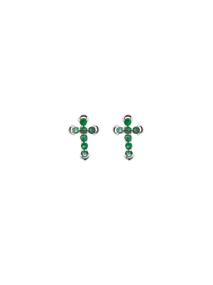 0.28ct Emerald 18K Gold Cross Stud Earrings