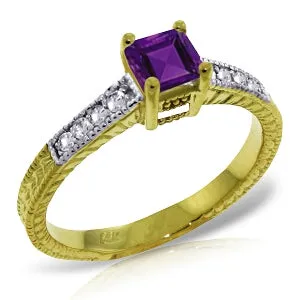 0.65 Carat 14K Solid Yellow Gold Sunshine On Your Lap Amethyst Diamond Ring