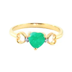 1.01 Carat 14K Solid Yellow Gold Exceptional Moments Emerald Diamond Ring