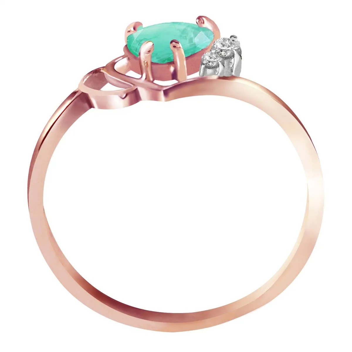 1.02 Carat 14K Solid Rose Gold Dainty Heart Emerald Diamond Ring