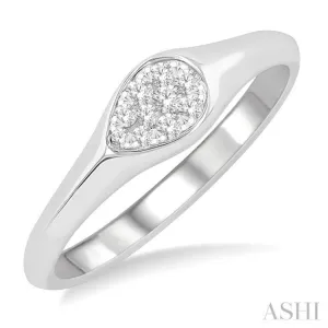 1/10 ctw Pear Shape Lovebright Diamond Ring in 14K White Gold