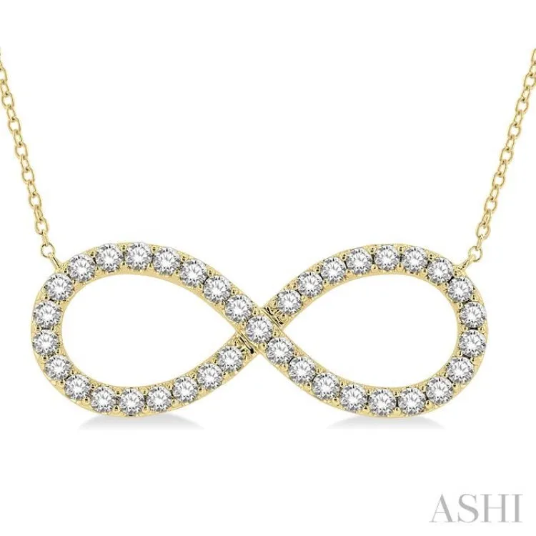 1/2 Ctw Round Cut Diamond Infinity Necklace in 14K Yellow Gold