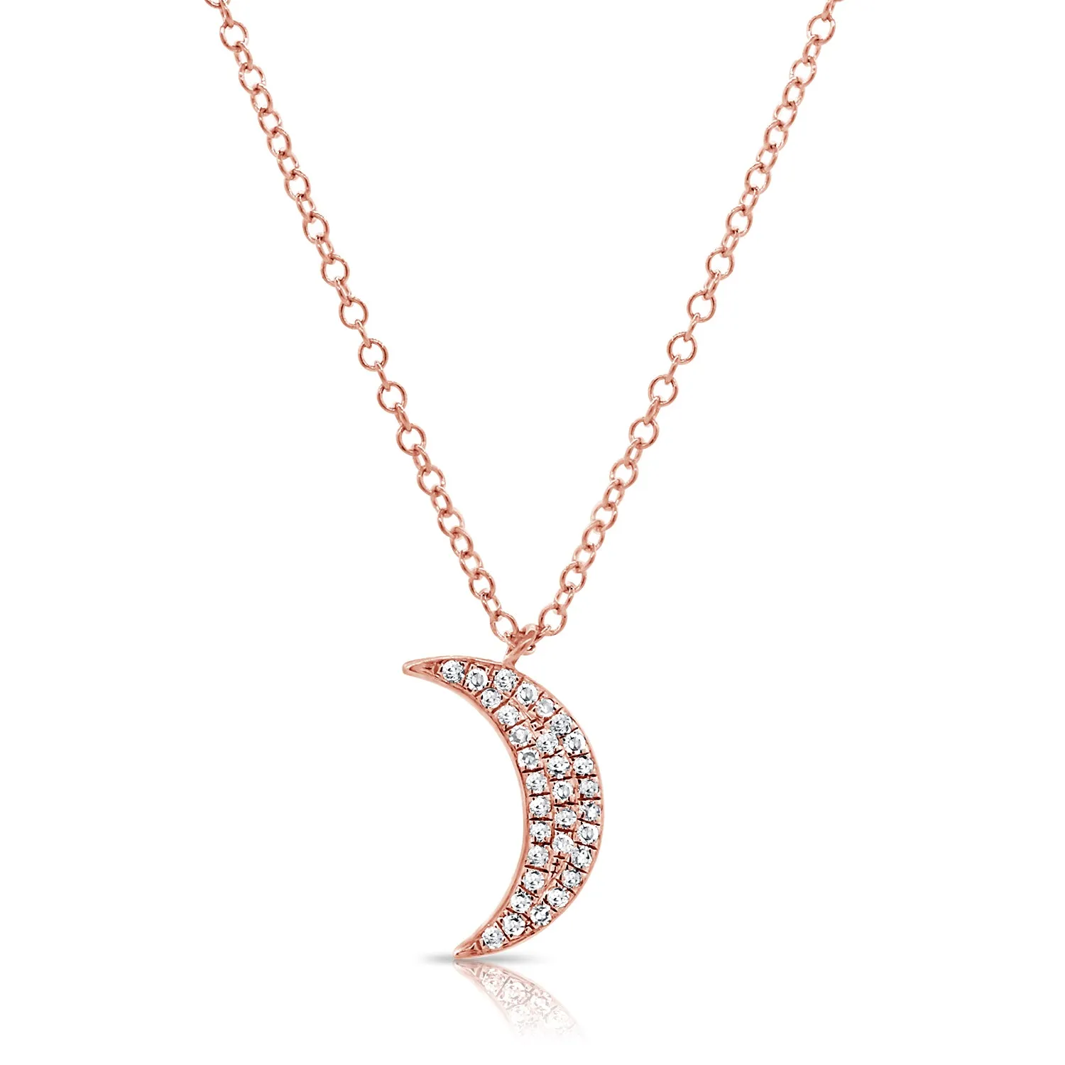 14k Gold & Diamond Moon Necklace - 0.10ct