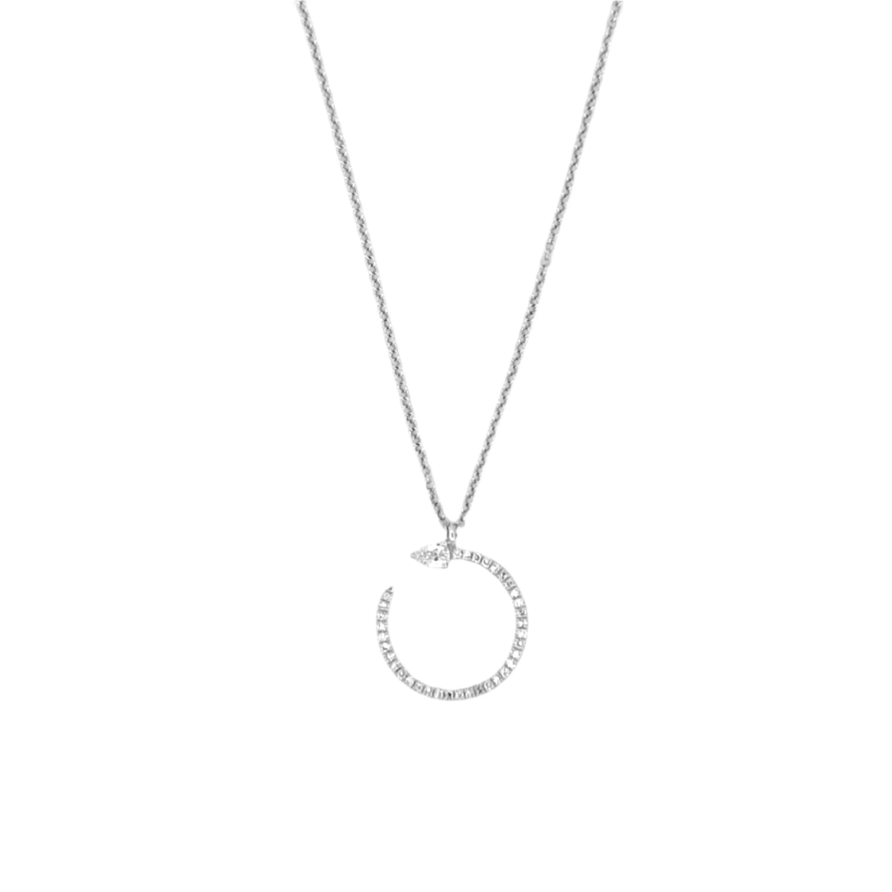 14K Gold Open Hoop Diamond Pear Pendant Necklace