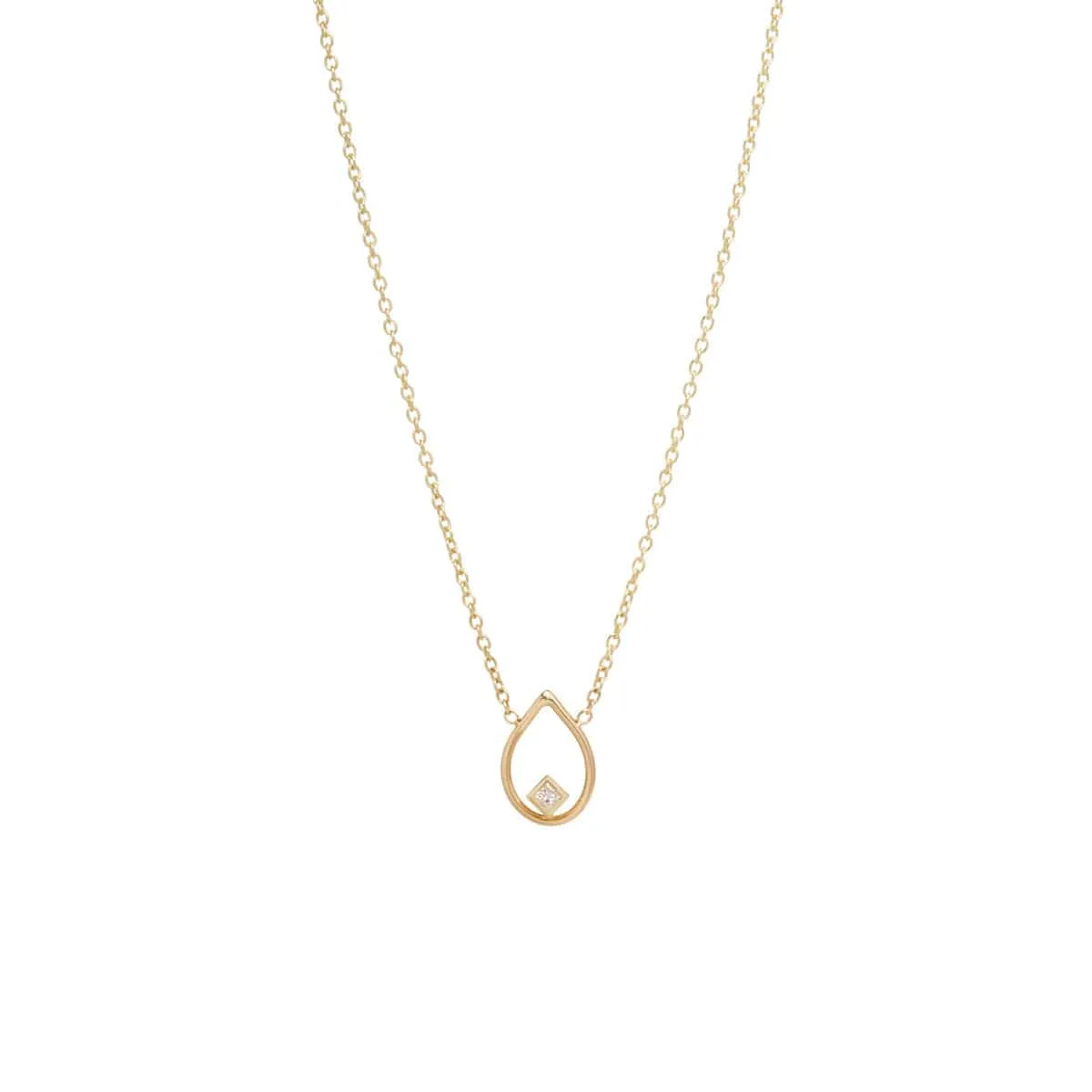 14k Gold Open Tear Princess Diamond Necklace