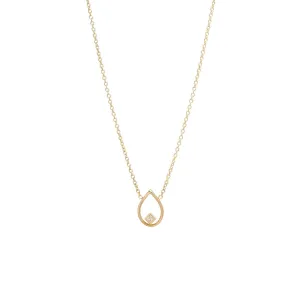 14k Gold Open Tear Princess Diamond Necklace