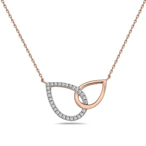 14K Rose Gold Teardrop Shape Diamond Necklace