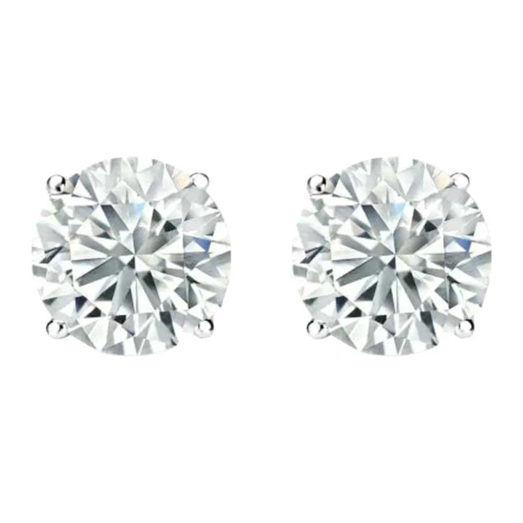 14k White And Yellow Gold 1/2 Carat Solitaire Created Diamond 2 Pair Round Stud Earrings