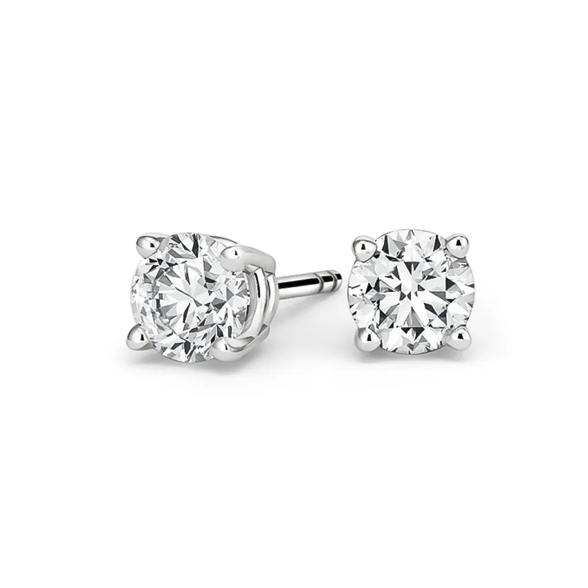 14k White Gold 1/4 Carat Solitaire Genuine White Diamond Stud Earrings (G-H, VS)