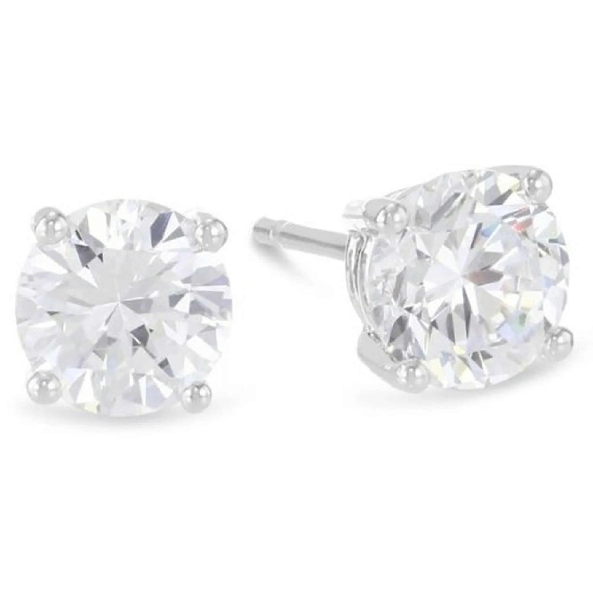 14k White Gold 1/4 Carat Solitaire Genuine White Diamond Stud Earrings (G-H, VS)