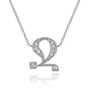 14K White Gold Armenian Initial Diamond Necklace