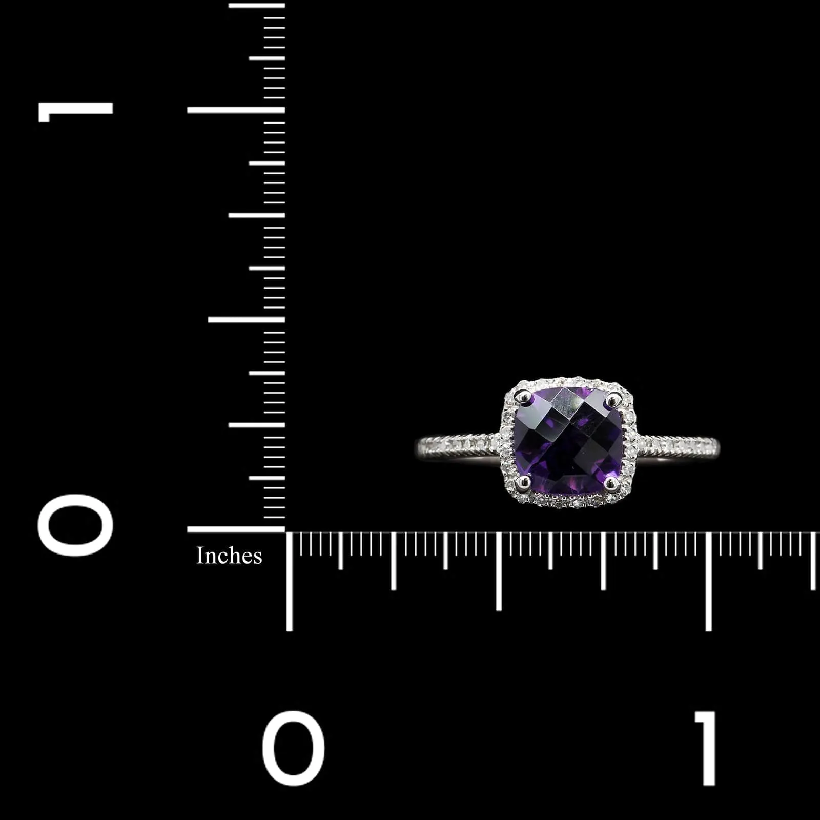 14K White Gold Estate Amethyst and Diamond Ring