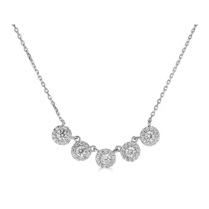 14K White Gold Round Diamond Halo Necklace