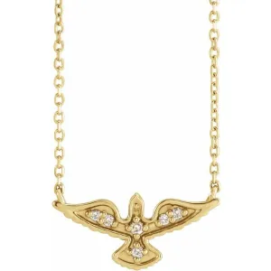 14K Yellow Gold .05 CTW Diamond Petite Holy Spirit 18" Necklace