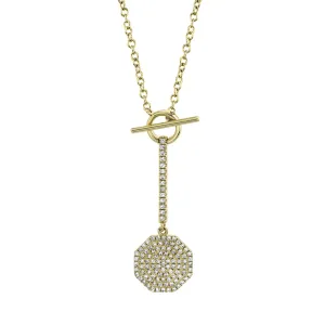 14k Yellow Gold Diamond Pave Octagon Lariat Necklace