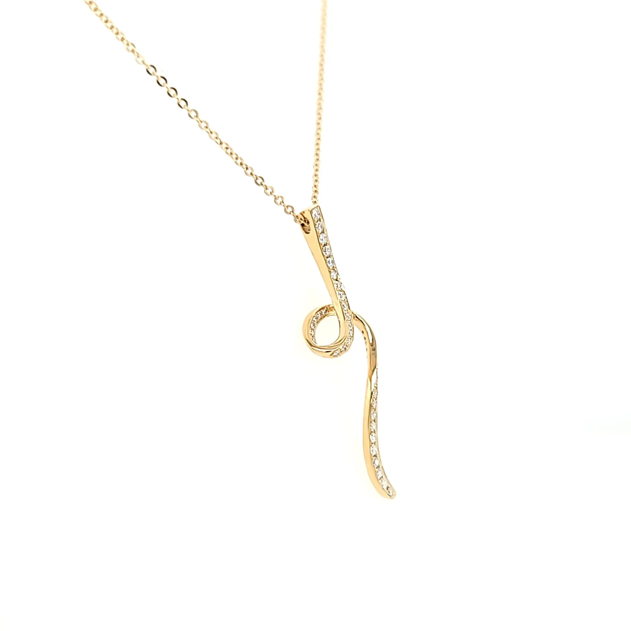 14k Yellow Gold Diamond Swirl Necklace (I7546)