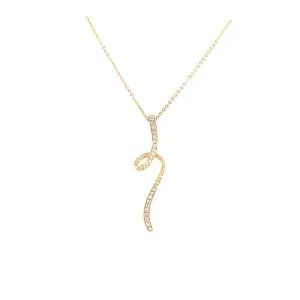 14k Yellow Gold Diamond Swirl Necklace (I7546)