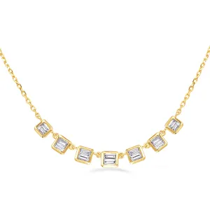 14K Yellow Gold East to West Baguette Diamond Necklace