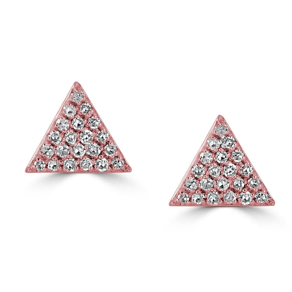 14KT GOLD .14 CTW DIAMOND TRIANGLE STUD EARRINGS