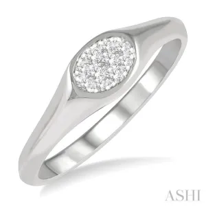 1/8 ctw Oval Shape Lovebright Diamond Ring in 14K White Gold