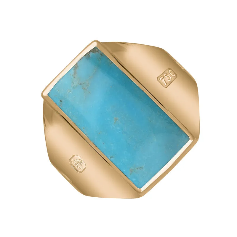 18ct Rose Gold Turquoise Queen's Jubilee Hallmark Small Oblong Ring