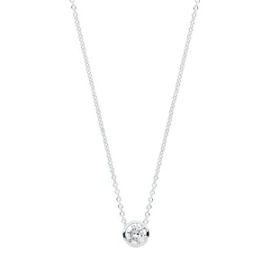 18ct White Gold 0.25ct Diamond Rubover Solitaire Necklace