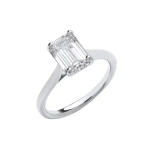 18ct White Gold 2.00ct Lab Grown Diamond Emerald Cut Engagement Ring