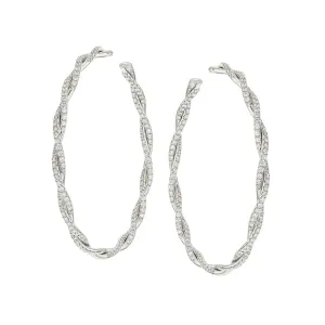 18K Gold Diamond Twist Hoop Earrings