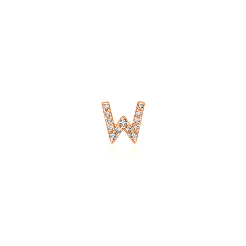 18k Gold Initial Letter "W" Diamond Pendant