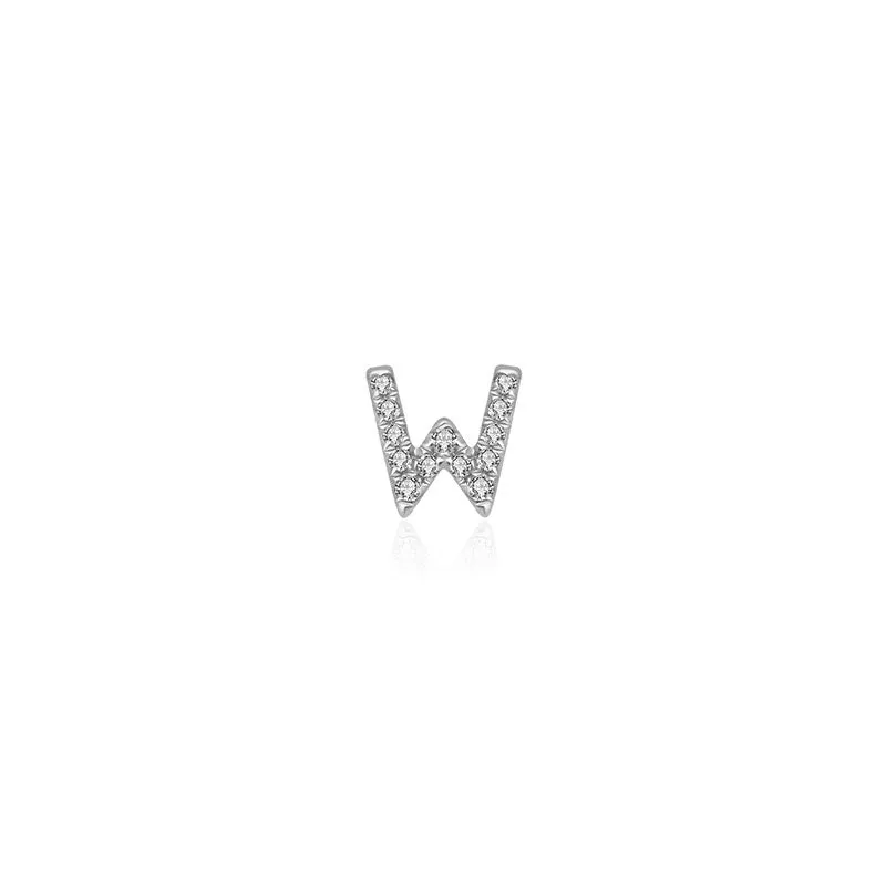 18k Gold Initial Letter "W" Diamond Pendant