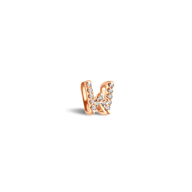 18k Gold Initial Letter "W" Diamond Pendant