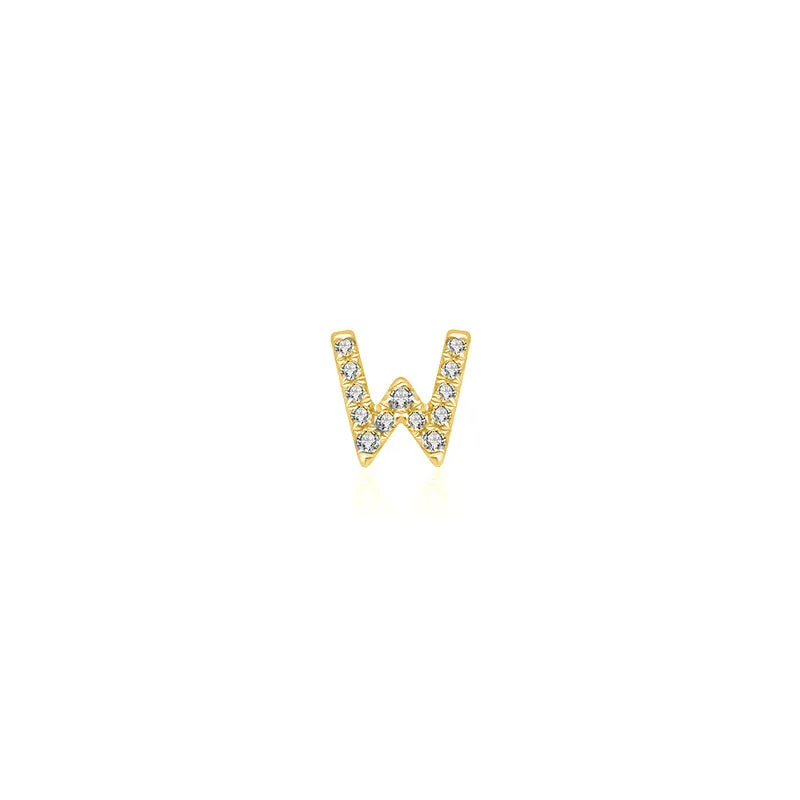 18k Gold Initial Letter "W" Diamond Pendant