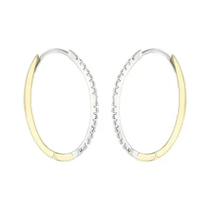 18K Yellow Gold Diamond Halfway Hoop Earrings