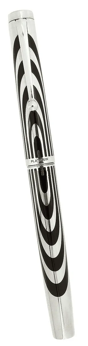 1970S PLATINUM (JAPAN) STERLING & BLACK ENAMEL 18K NIB FOUNTAIN PEN NEW OLD STOCK