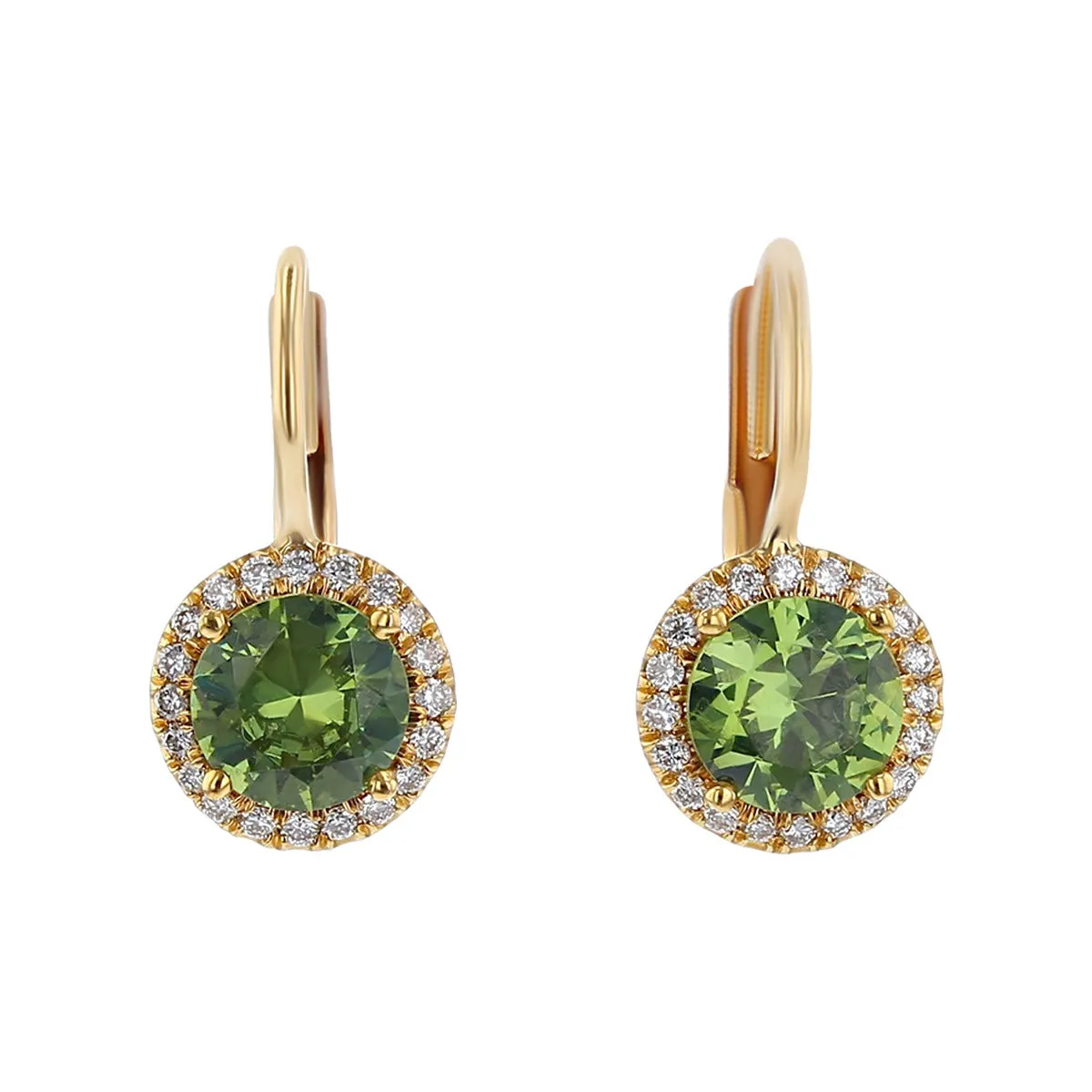 20K Rose Gold Demantoid and Diamond Halo Earrings