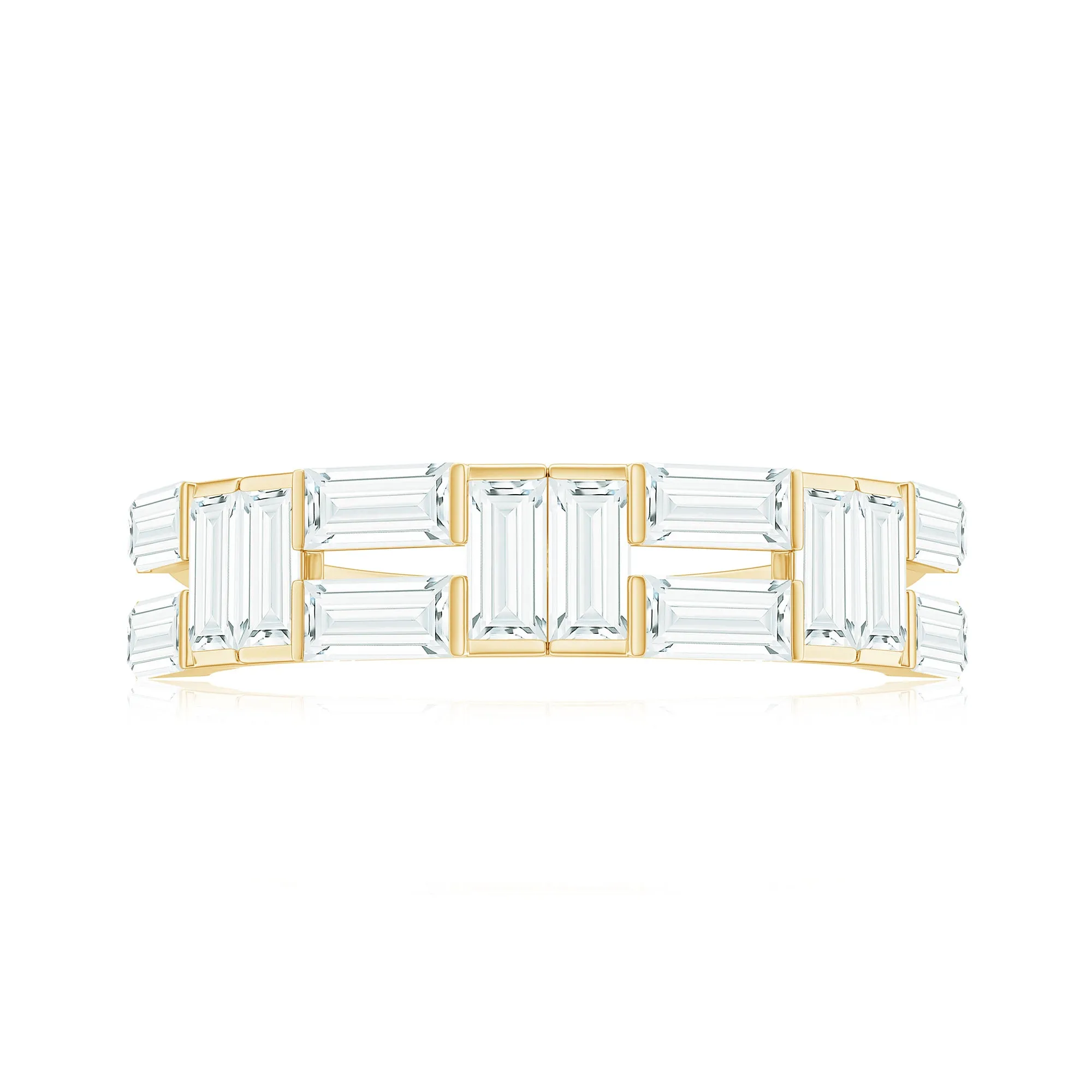 2.75 CT Baguette Cut Zircon Half Eternity Ring in Gold