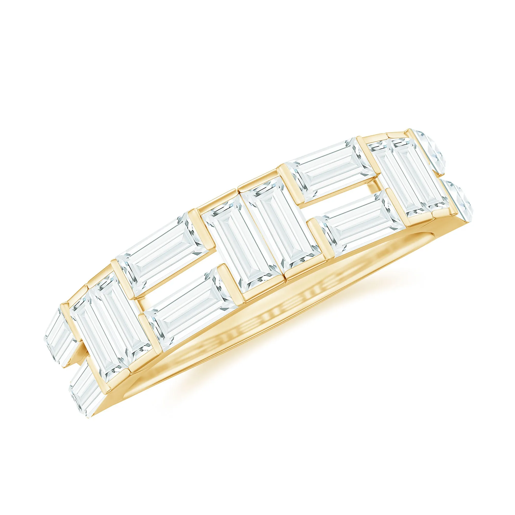 2.75 CT Baguette Cut Zircon Half Eternity Ring in Gold