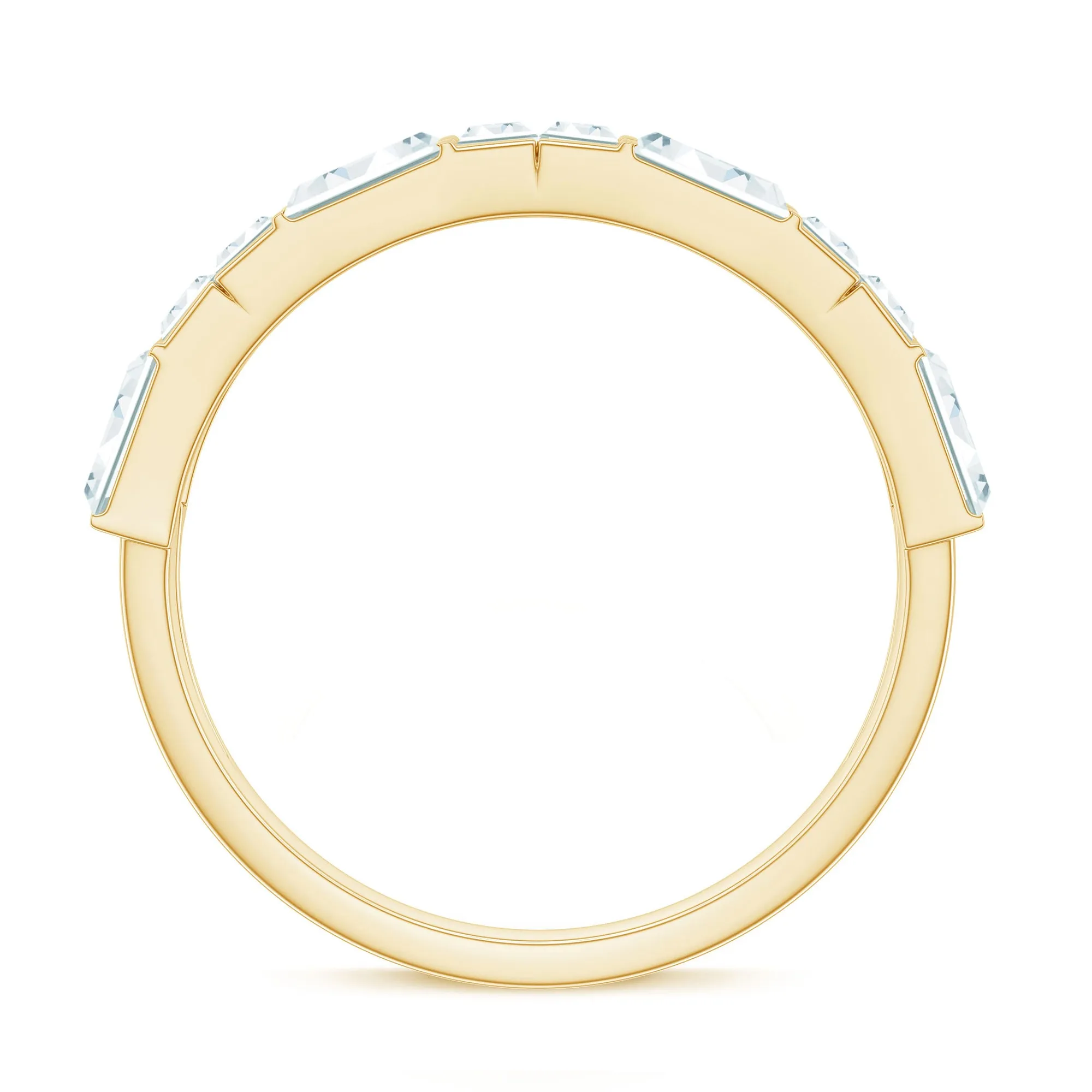 2.75 CT Baguette Cut Zircon Half Eternity Ring in Gold