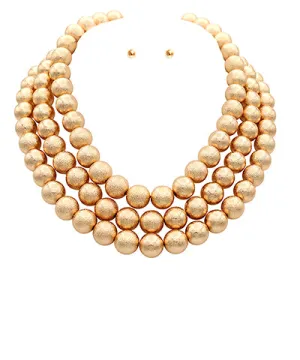 3 Row Textured ball Necklace Set