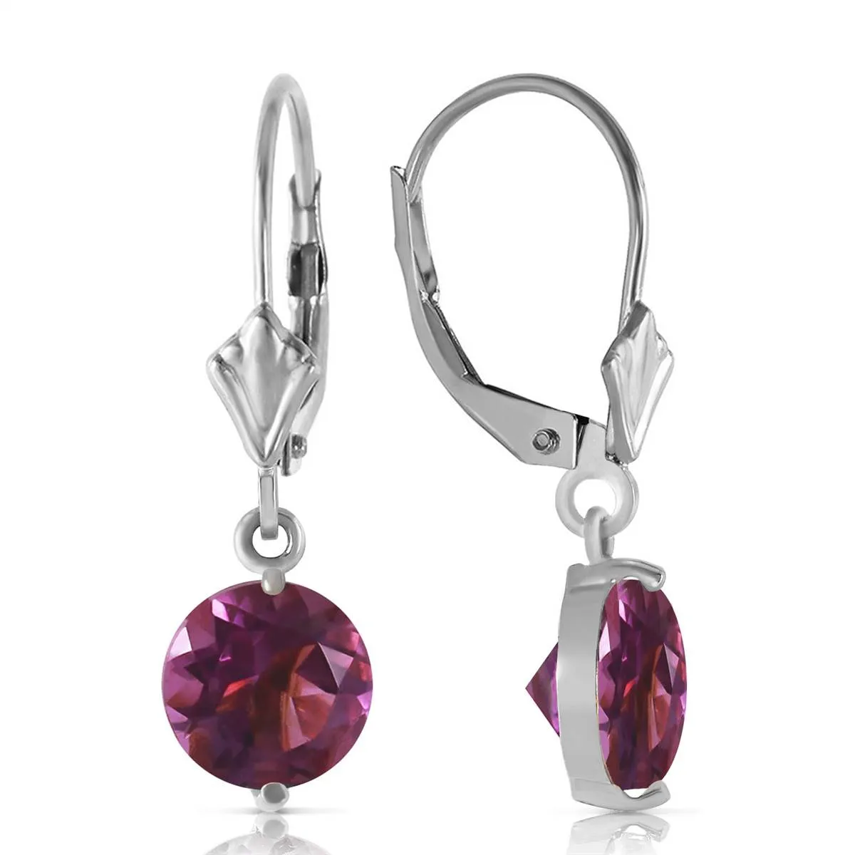 3.1 Carat 14K Solid White Gold Gifted Amethyst Earrings