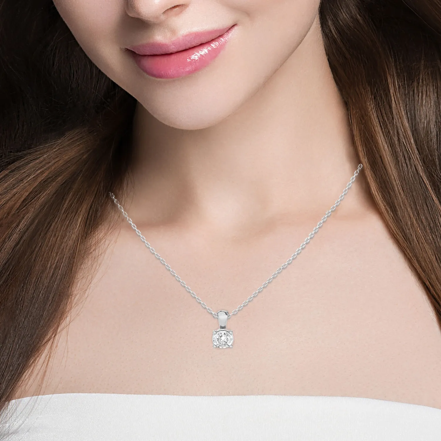 3/8  ctw Round Lab Grown Diamond Solitaire Pendant