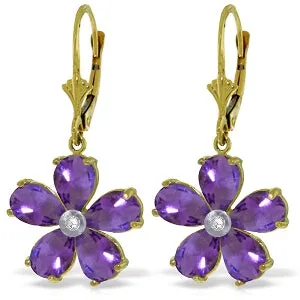 4.43 Carat 14K Solid Yellow Gold Pastoral Amethyst Earrings