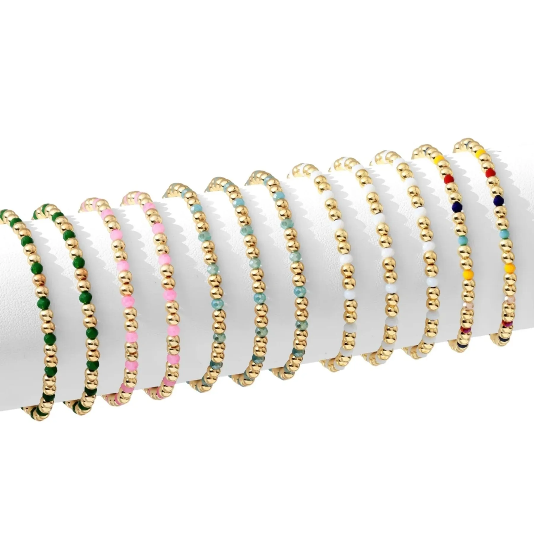 4mm Bead & Crystal Stretch Bracelets