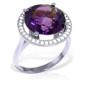 6.2 Carat 14K Solid White Gold Ring Natural Diamond Amethyst