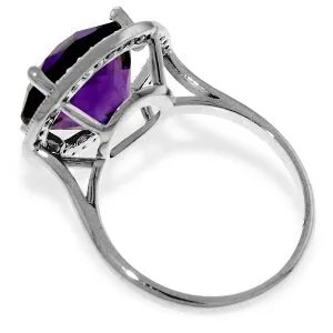 6.2 Carat 14K Solid White Gold Ring Natural Diamond Amethyst