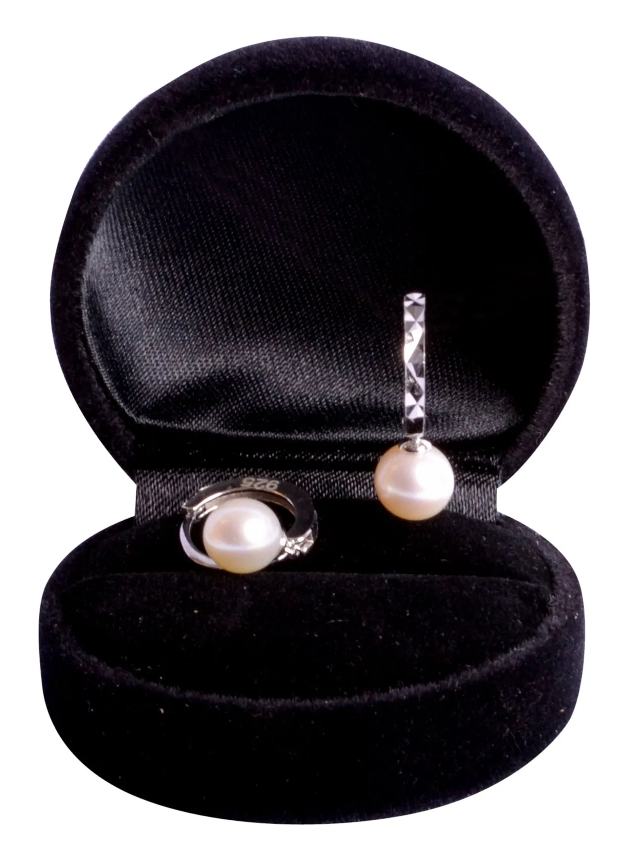 8 mm White Pearl Silver Earrings