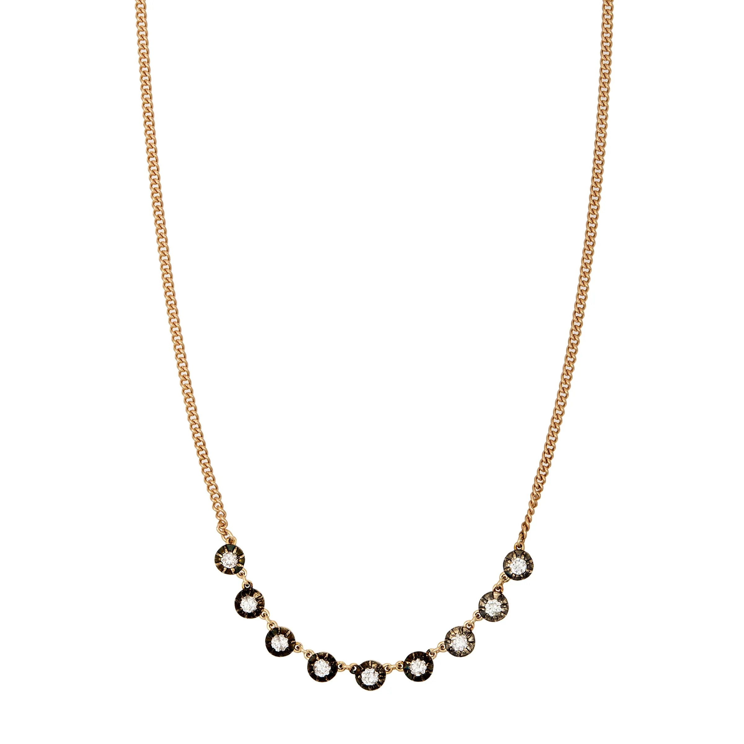 9 BLACK RHODIUM SOPHIA DIAMOND CURB CHAIN NECKLACE