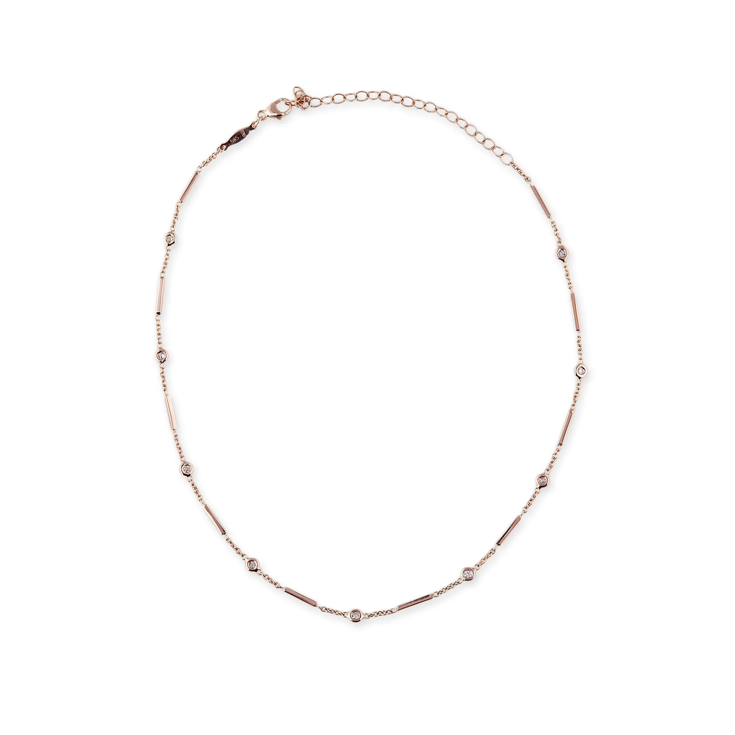 9 DIAMOND BAR CHAIN CHOKER NECKLACE