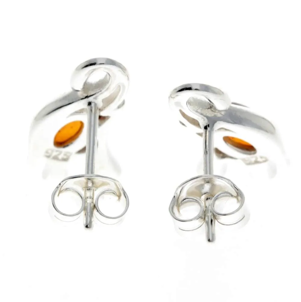 925 Sterling Silver & Baltic Amber Elephant Stud Earrings - GL176