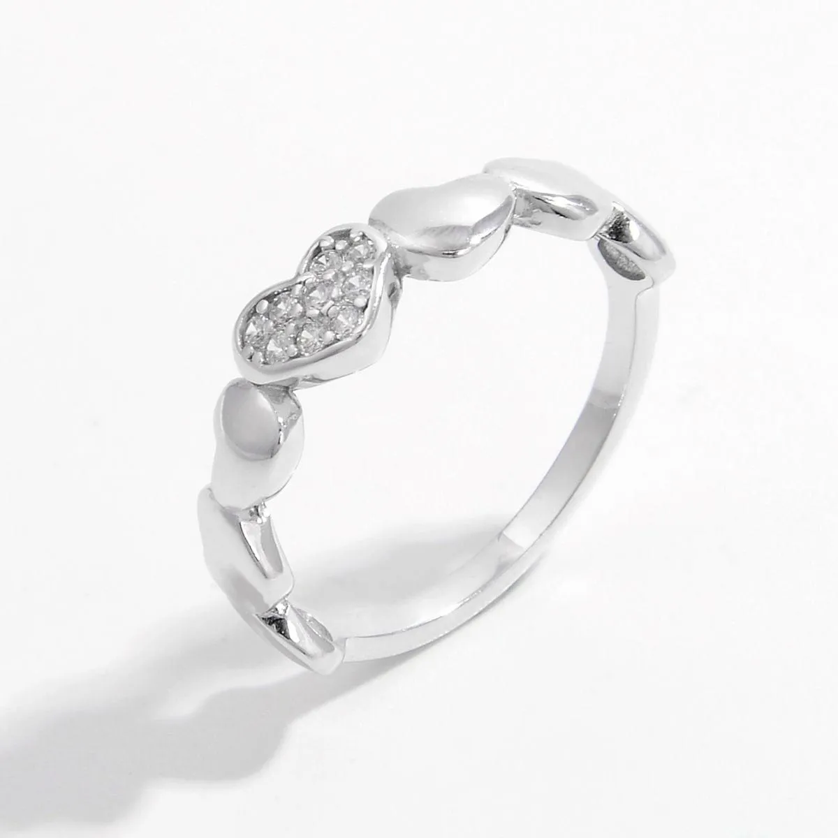 925 Sterling Silver Inlaid Zircon Heart Ring